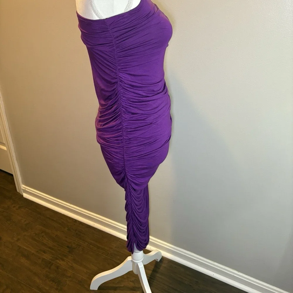 L'Academie Strapless Ruched Midi Dress in Purple‎ Size Women's Size Small - Picture 5 of 6